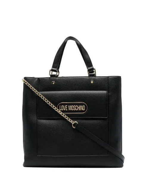 Love Moschino logo-plaque tote bag Black JC4398PP0FKP0