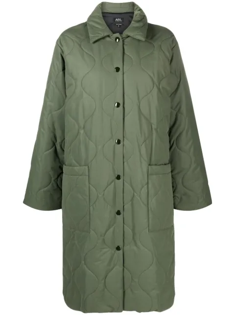 A.P.C. single-breasted quilted coat Green COEZVF01502