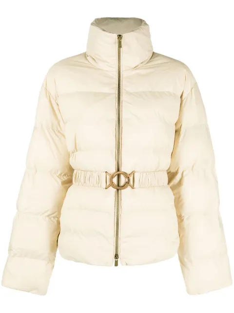 PINKO logo print collar puffer jacket Neutrals 1G18E5Y834