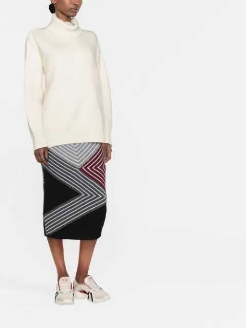 Stella McCartney 3D stripes wool midi skirt Grey 6K02683S2359