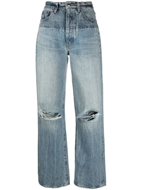 AMIRI distressed high-rise wide-leg jeans Blue PF22WDF008