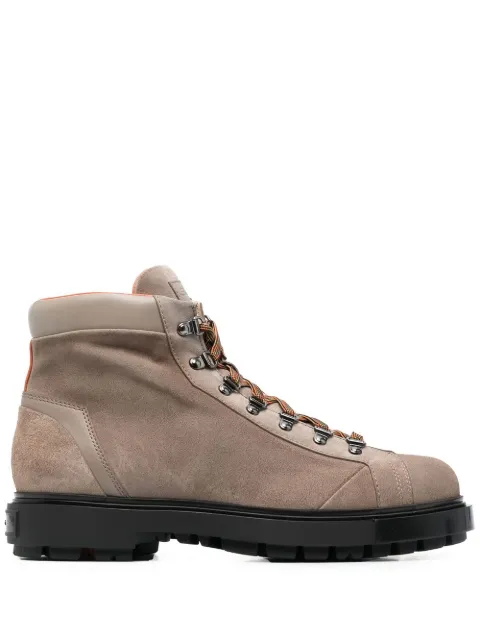 Santoni leather lace-up boots Neutrals MGSM18190NERBRAUM45