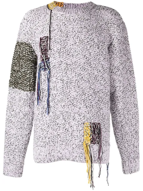 OAMC fringed marl-knit jumper Purple 22A28OAK08FLTOA010
