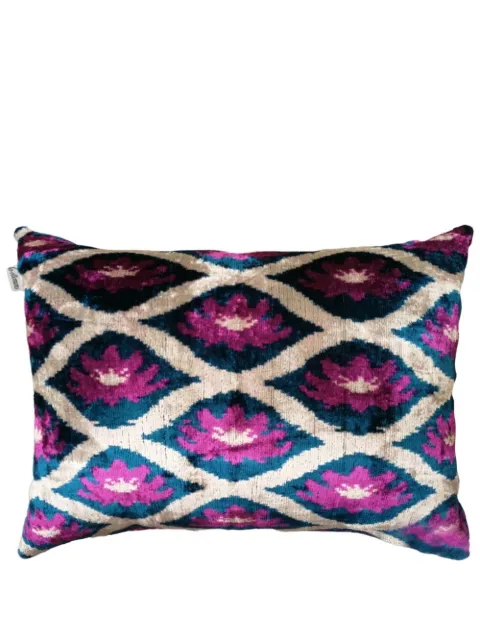 Les-Ottomans jacquard velvet cushion Pink V636