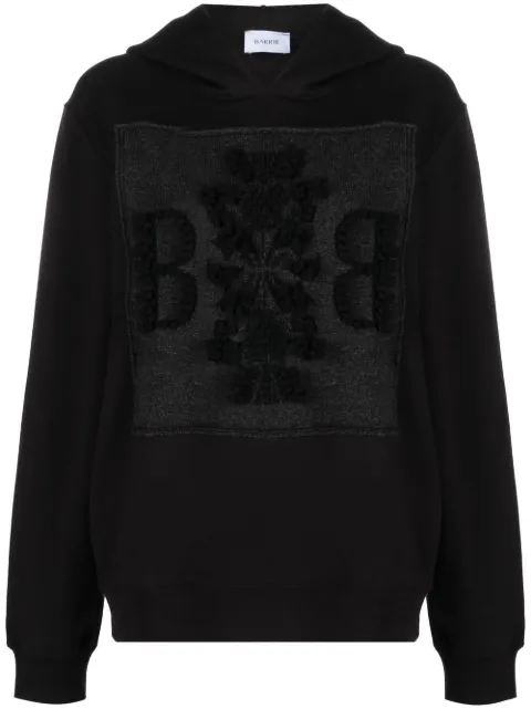 Barrie logo-patch cotton hoodie Black C104345