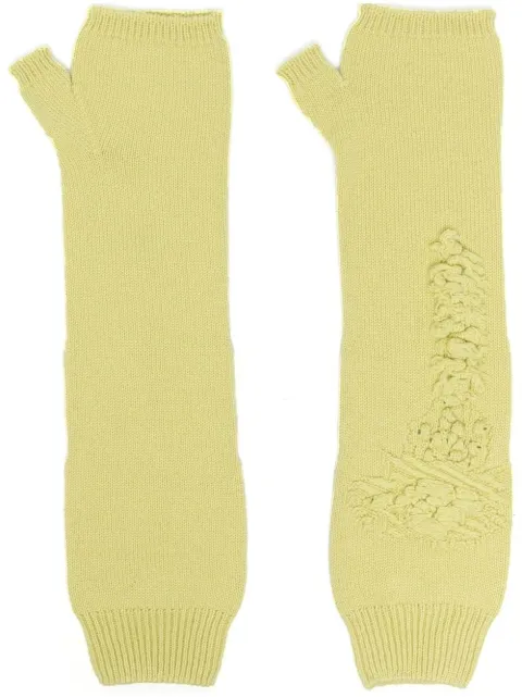 Barrie cashmere fingerless mittens Green C30832