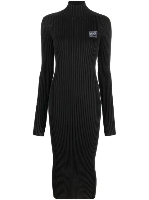 Versace Jeans Couture logo patch ribbed midi dress Black 73HAOM11CM16N73DPM11