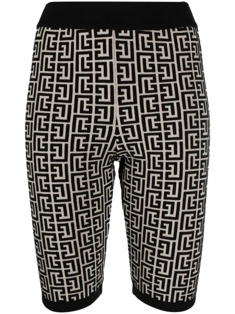 Balmain monogram-print knitted shorts Neutrals YF0PB010KB02