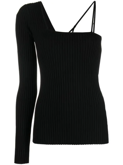 Helmut Lang single-sleeve design top Black M06HW704