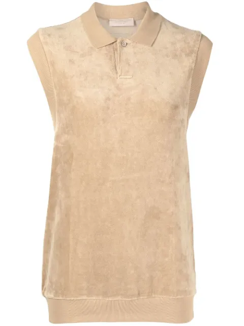 FEAR OF GOD ESSENTIALS velour sleeveless polo top Brown 192BT213093FW