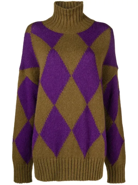 La DoubleJ argyle intarsia knit jumper Green PUL0091KNI064VAR0122