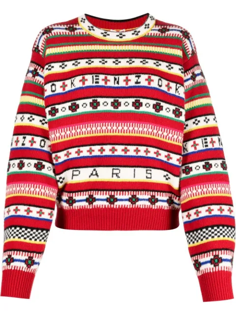 Kenzo intarsia-knit logo jumper Red FC62PU3173CH