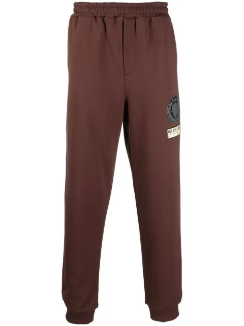Helmut Lang logo-patch tapered joggers Brown M07HM204