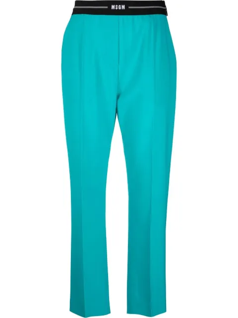 MSGM logo-waist slim tailored trousers Blue 3341MDP12227603