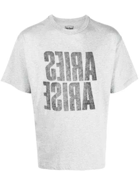 Aries logo-print cotton T-shirt Grey FTAR60010