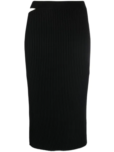 Helmut Lang cutout-detail ribbed knit skirt Black M06HW707