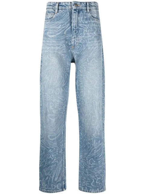DOMREBEL straight-leg graphic-pint jeans Blue WAVYLASER