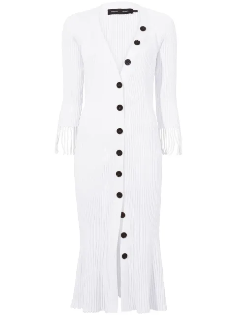 Proenza Schouler ribbed-knit buttoned-up dress White R2327069KY281