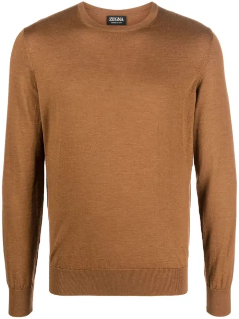 Zegna crew neck cashmere-silk jumper Brown E8J00110