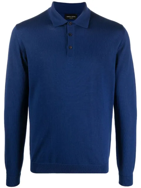 Roberto Collina long-sleeve polo shirt Blue RM01004