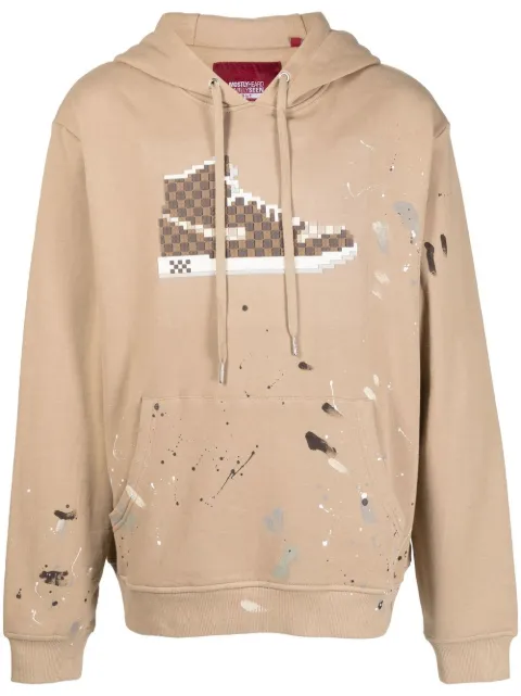 Mostly Heard Rarely Seen 8-Bit Checker Louis long-sleeve hoodie Brown MHEB08BBKH25