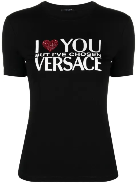 Versace slogan-print T-shirt Black 10075211A05378