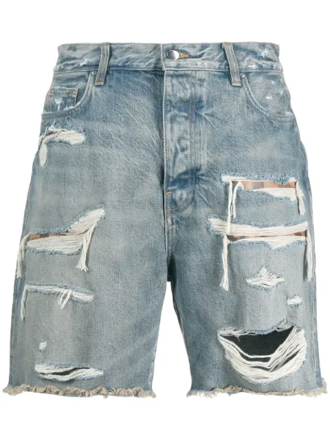 AMIRI distressed knee-length denim shorts Blue PF22MDF006