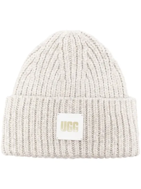 UGG logo-patch ribbed-knit beanie Grey 20061