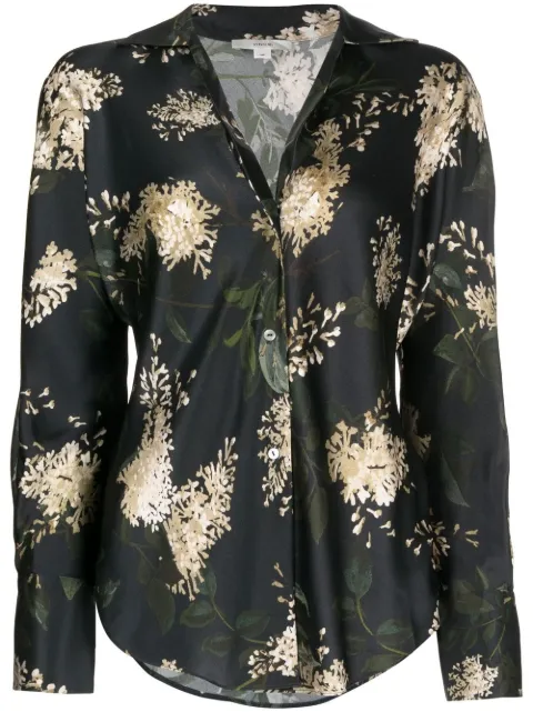 Vince floral-print silk shirt Black V881212667