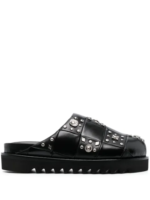 Toga Virilis stud-detailing leather mules Black FTVRM124709099