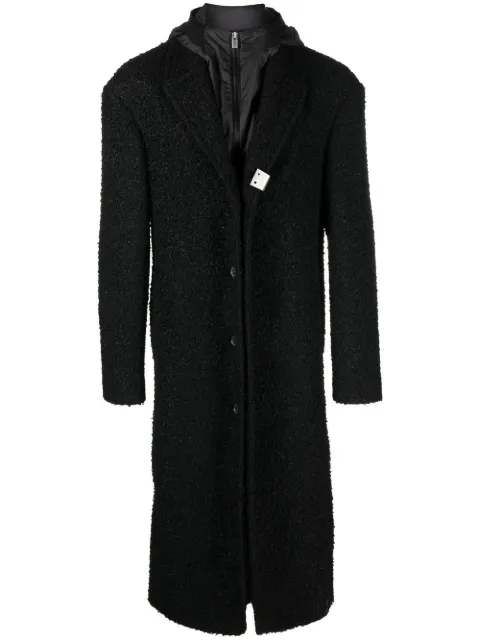 1017 ALYX 9SM bouclé layered single-breasted coat Black AAMTA0093FA02