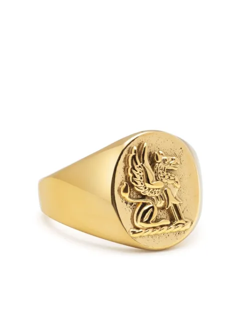 Nialaya Jewelry Lion Crest signet ring Gold MRING140