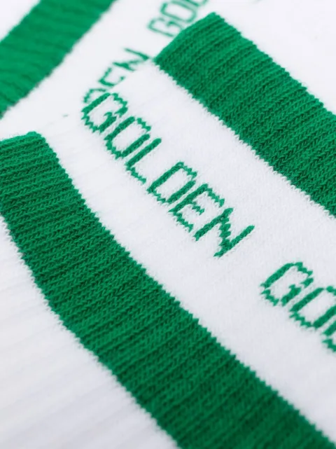 Golden Goose logo-intarsia ribbed-knit ankle socks White GUP00883P000487
