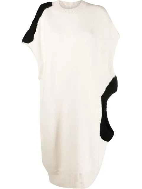 Krizia colour-block virgin wool-cashmere knitted dress White 22AK1KD01IT