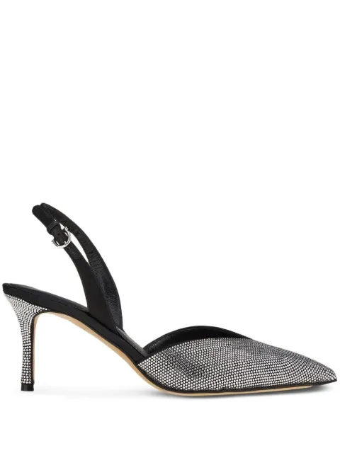 Ferragamo crystal-embellished slingback pumps Black 754683