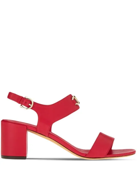 Ferragamo Gancini-plaque block-heel sandals Red 756242