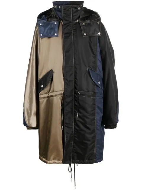 Feng Chen Wang oversized colour-block hooded coat Black FMF14CT07