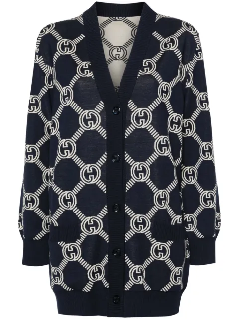 Gucci GG-jacquard reversible cardigan Blue 692696XKCB2