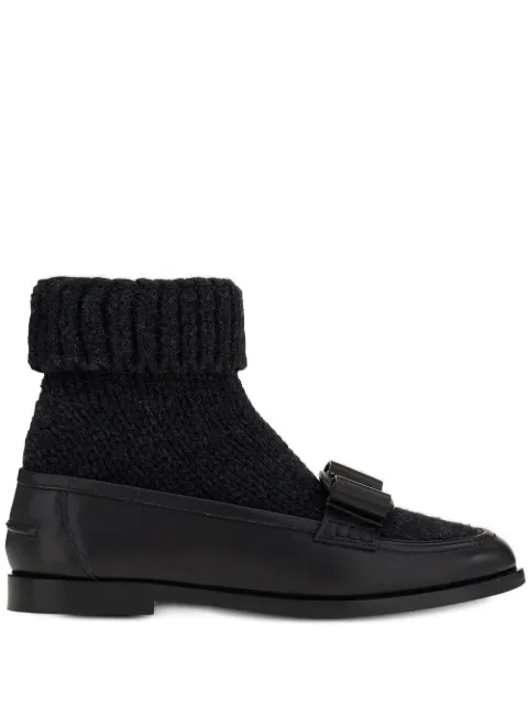 Ferragamo Vara bow sock-ankle loafers Black 756777