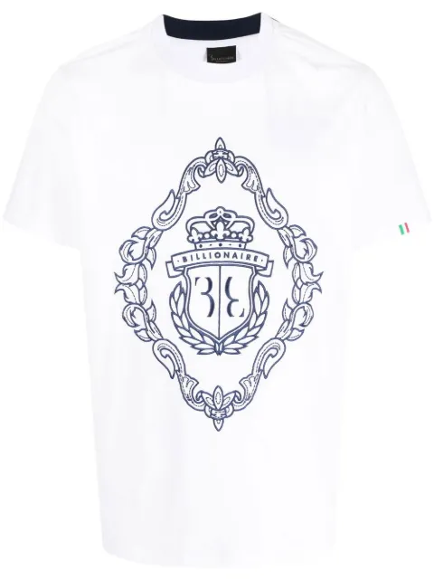 Billionaire logo-embroidered short-sleeve T-shirt White BACCMTK6013BTE004N