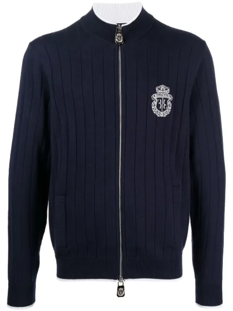 Billionaire logo-embroidered ribbed-knit pullover Blue BACCMKO1217BTE004N