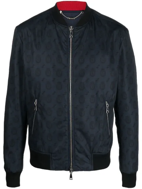 Billionaire Crest monogram-print bomber jacket Blue BACCMRB2195BTE003N