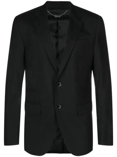 Billionaire crest-motif single-breasted blazer Black BACCMRF1631BTE004N