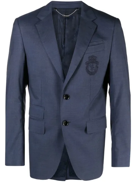 Billionaire crest-motif single-breasted blazer Blue BACCMRF1631BTE004N