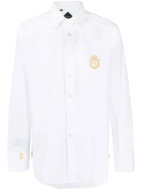 Billionaire Silver Cut logo-print shirt White BACCMRP1788BTE004N