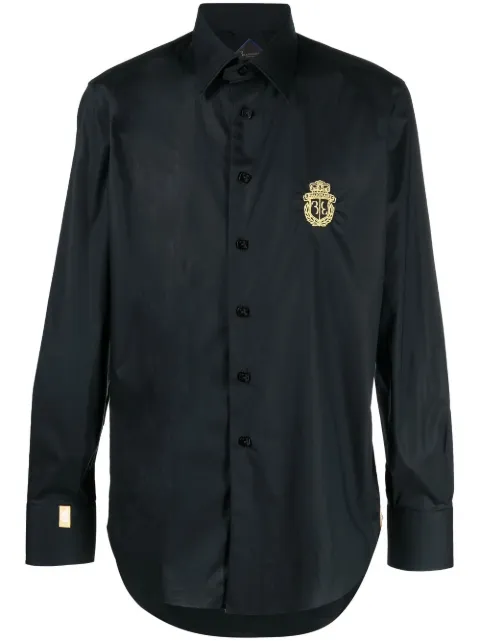 Billionaire Silver Cut logo-print shirt Black BACCMRP1788BTE004N