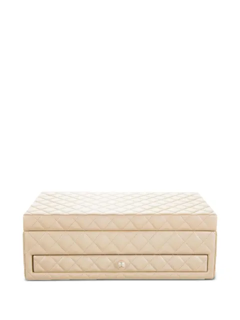 CHANEL Pre-Owned diamond-quilted jewellery box Neutrals CHANELCREMEHOMEDECORJEWELRYBOX