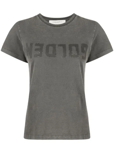 Golden Goose distressed logo-print T-shirt Grey GWP01221P000671