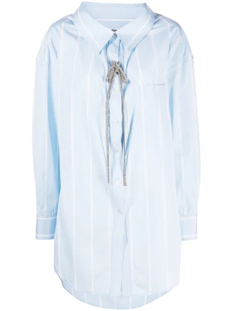 Alexander Wang crystal-embellished striped cotton shirt Blue 1WC1231759425