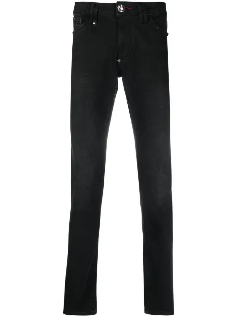Philipp Plein logo-plaque slim-leg jeans Black LABCMDT3452PDE004N